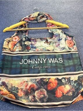 Johnny Was Multicolor Floral & Butterfly Plaid Tote